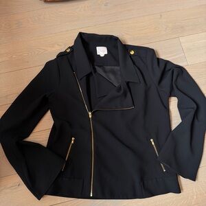 Parker Black Moto Jacket with Gold Accents SZ S